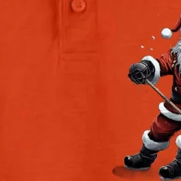 Christmas Santa Claus Playing Ice Hockey Xmas Gift Dry Zone Grid Performance Polo