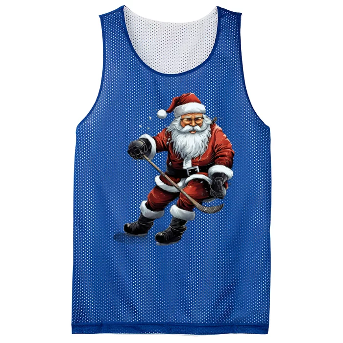 Christmas Santa Claus Playing Ice Hockey Xmas Gift Mesh Reversible Basketball Jersey Tank