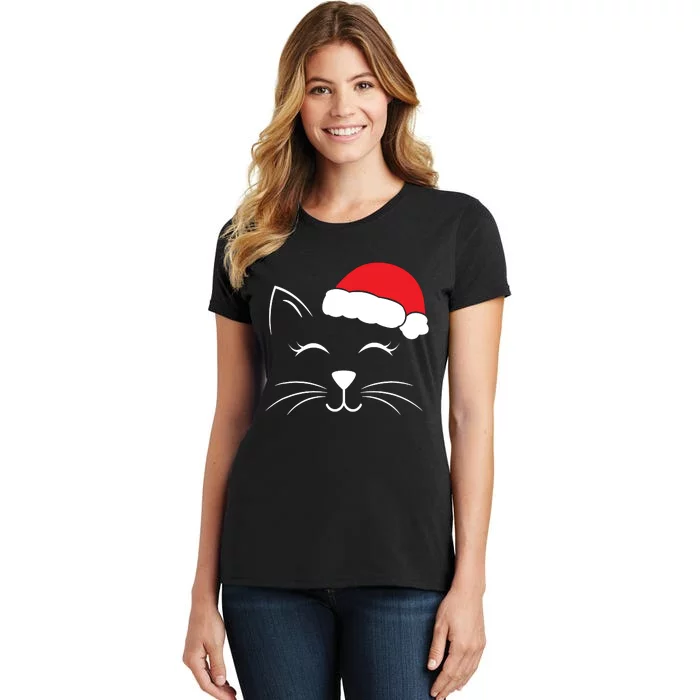 Cute Santa Cat Lover Christmas Women's T-Shirt