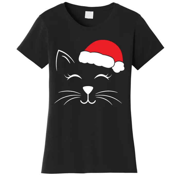 Cute Santa Cat Lover Christmas Women's T-Shirt