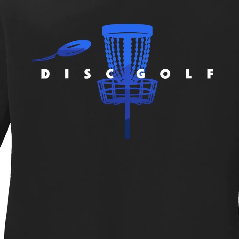 Cool Stylized Disc Golf With Basket And Disc Disk Golf Ladies Long Sleeve Shirt