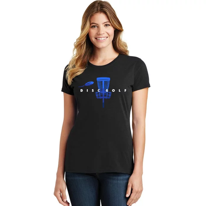 Cool Stylized Disc Golf With Basket And Disc Disk Golf Women's T-Shirt