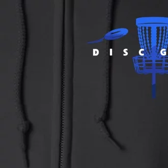 Cool Stylized Disc Golf With Basket And Disc Disk Golf Full Zip Hoodie