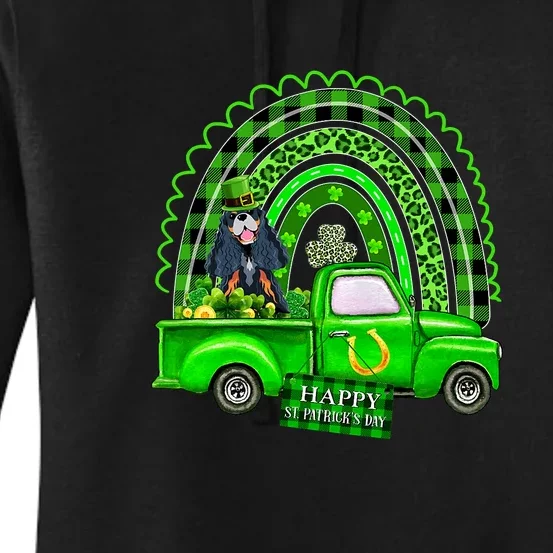 Cocker Spaniel Dog Leprechaun Hat Truck Shamrock St Patricks Women's Pullover Hoodie