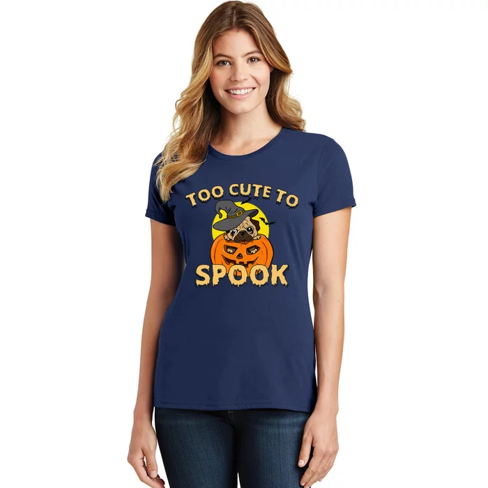 Cute Spooky Dog Pug Halloween Creepy Pumpkin Spook Women's T-Shirt