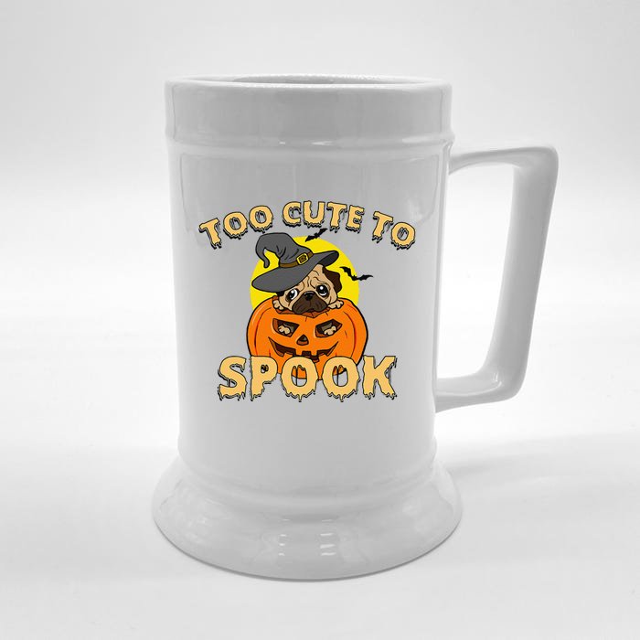 Cute Spooky Dog Pug Halloween Creepy Pumpkin Spook Front & Back Beer Stein