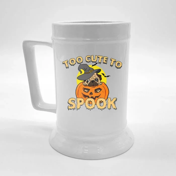 Cute Spooky Dog Pug Halloween Creepy Pumpkin Spook Front & Back Beer Stein