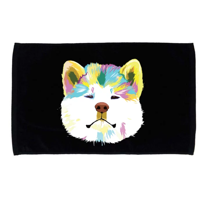 Colorful Splash Dog Akita Microfiber Hand Towel