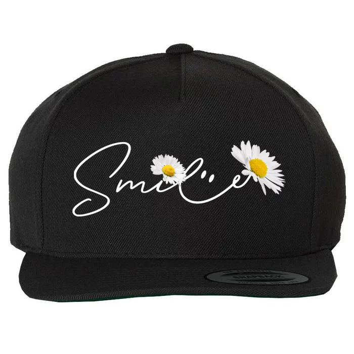 Cute Smile Daisy Flower Wool Snapback Cap