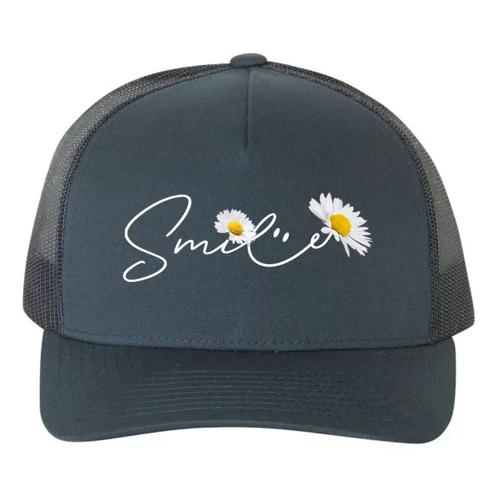 Cute Smile Daisy Flower Yupoong Adult 5-Panel Trucker Hat