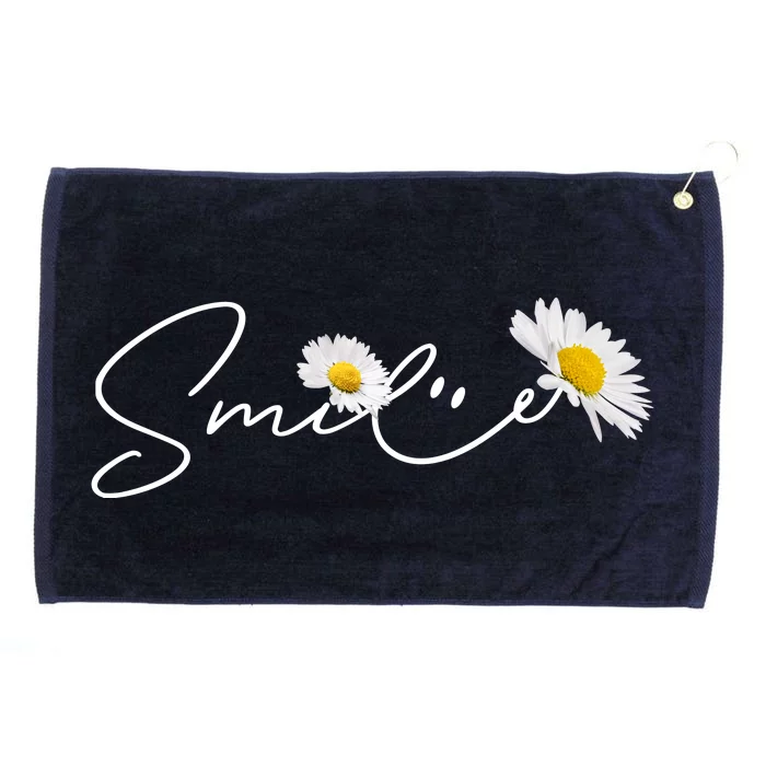 Cute Smile Daisy Flower Grommeted Golf Towel