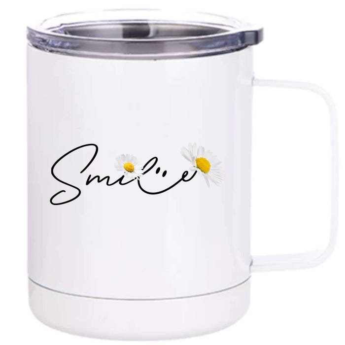 Cute Smile Daisy Flower Front & Back 12oz Stainless Steel Tumbler Cup