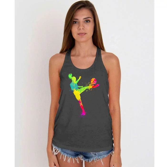 Cool Soccer Design For Soccer Player Sport Lover Design Is A Great Gift Fo Women's Knotted Racerback Tank