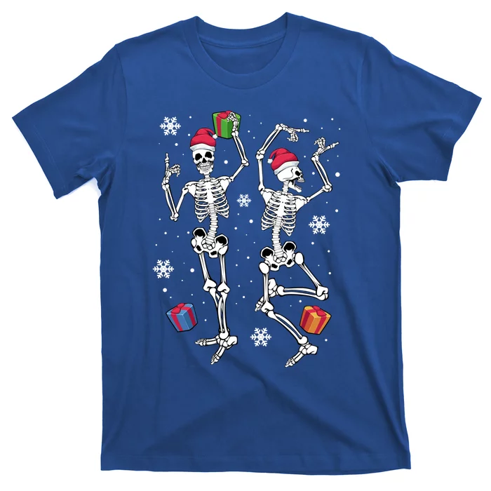 Christmas Skeletons Dancing Xmas Tree Snowflakes Funny Joke Gift T-Shirt