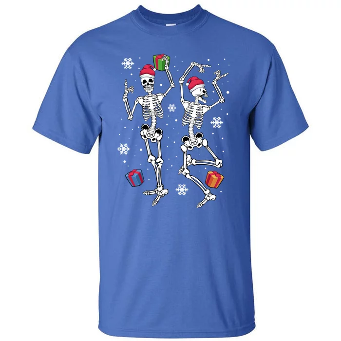 Christmas Skeletons Dancing Xmas Tree Snowflakes Funny Joke Gift Tall T-Shirt