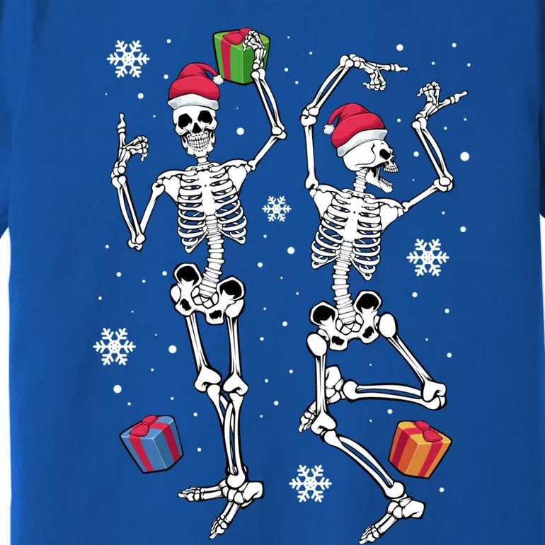 Christmas Skeletons Dancing Xmas Tree Snowflakes Funny Joke Gift Premium T-Shirt