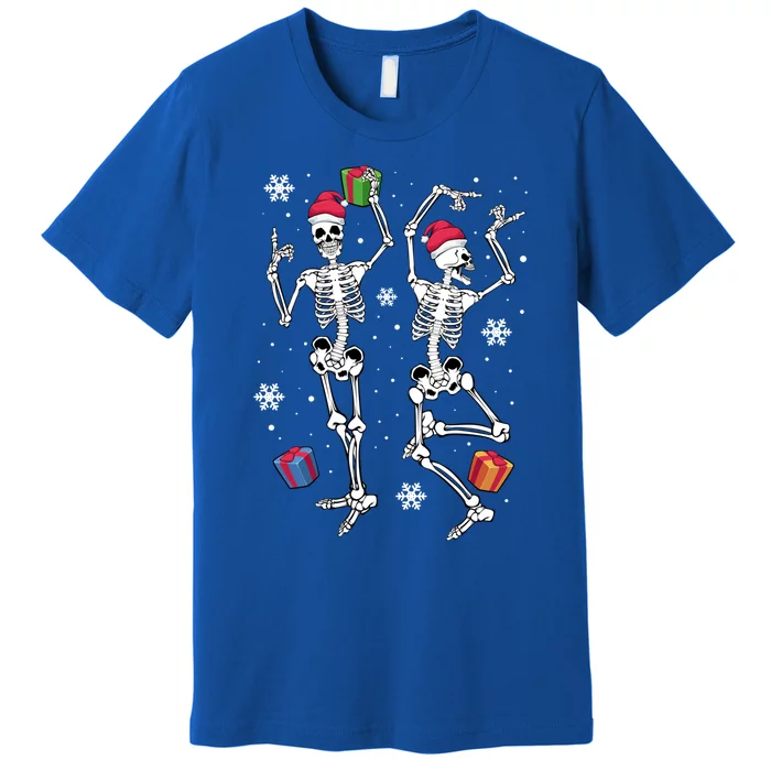 Christmas Skeletons Dancing Xmas Tree Snowflakes Funny Joke Gift Premium T-Shirt