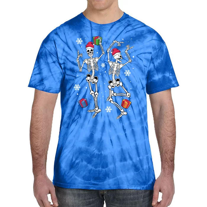 Christmas Skeletons Dancing Xmas Tree Snowflakes Funny Joke Gift Tie-Dye T-Shirt