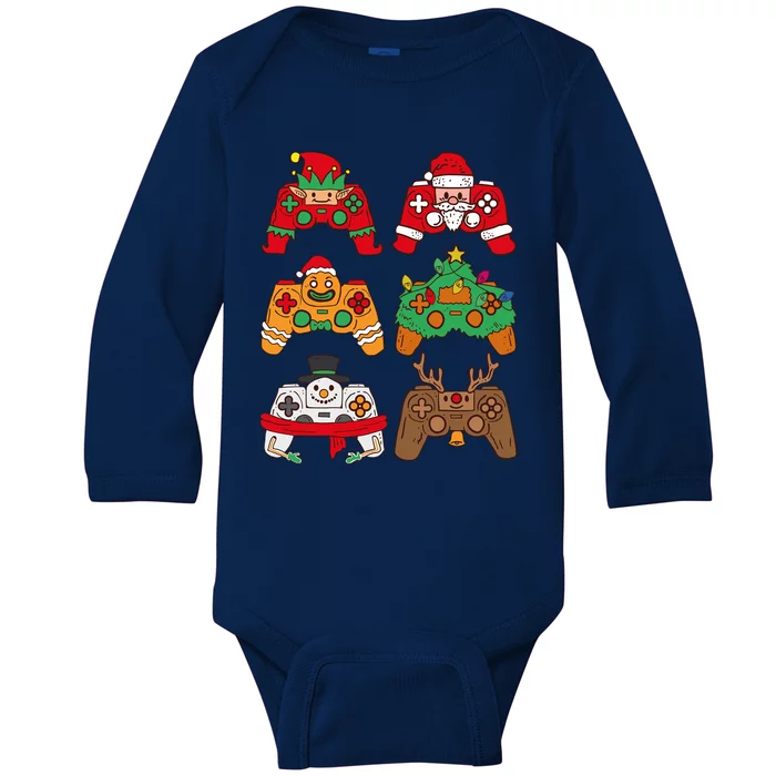 Christmas Santa Deer Gaming Controllers Gift Baby Long Sleeve Bodysuit