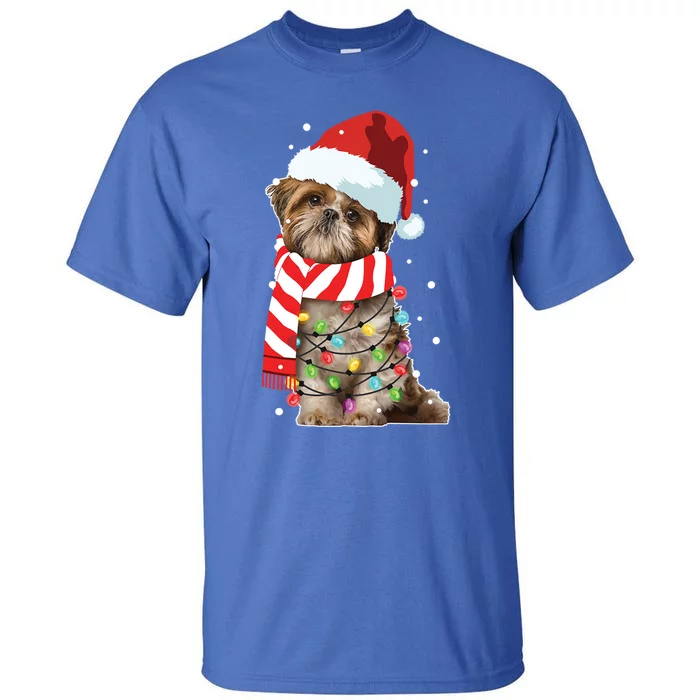 Christmas Santa Dog Shih Tzu Dog Lover Xmas Funny Gift Tall T-Shirt