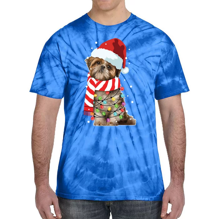 Christmas Santa Dog Shih Tzu Dog Lover Xmas Funny Gift Tie-Dye T-Shirt