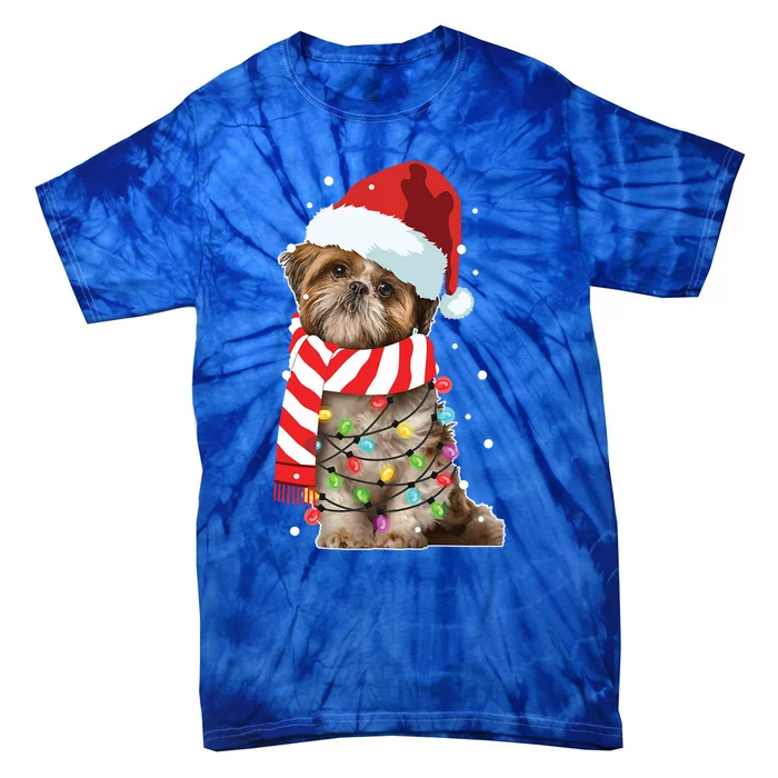 Christmas Santa Dog Shih Tzu Dog Lover Xmas Funny Gift Tie-Dye T-Shirt