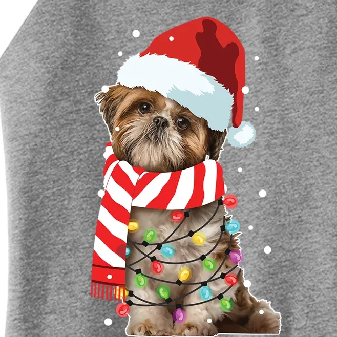 Christmas Santa Dog Shih Tzu Dog Lover Xmas Funny Gift Women’s Perfect Tri Rocker Tank