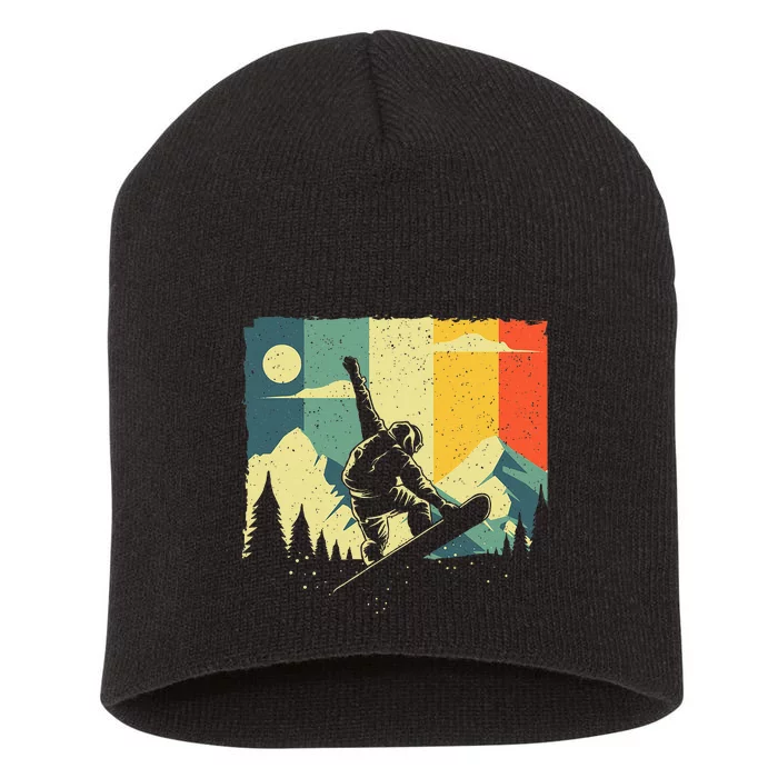 Cool Snowboarding Design Snowboarder Short Acrylic Beanie