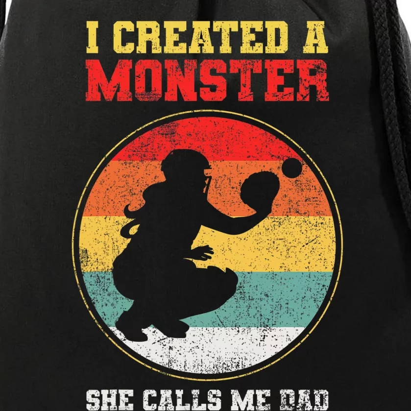 Catcher Softball Dad Fathers Day Drawstring Bag