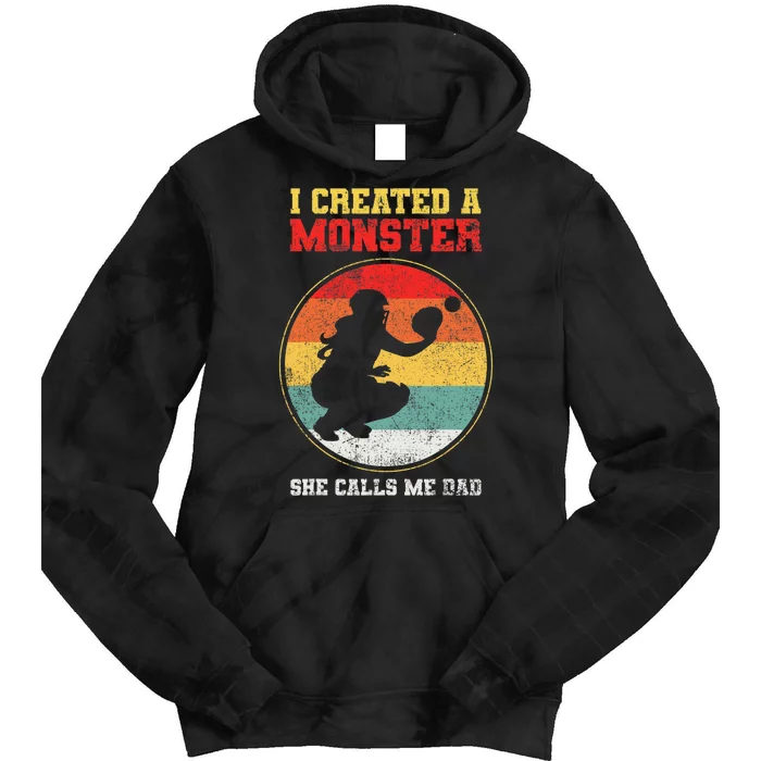 Catcher Softball Dad Fathers Day Tie Dye Hoodie