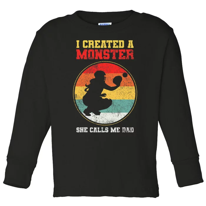 Catcher Softball Dad Fathers Day Toddler Long Sleeve Shirt