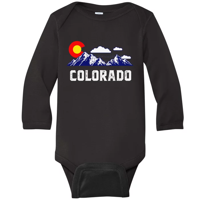 Colorado State Denver Map Flag CO Souvenir Mountain Baby Long Sleeve Bodysuit