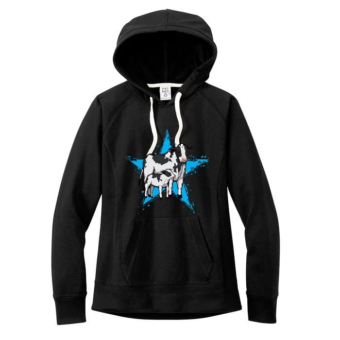 Cow Star Design Cattle Love Lover Cows Gift Women's Fleece Hoodie