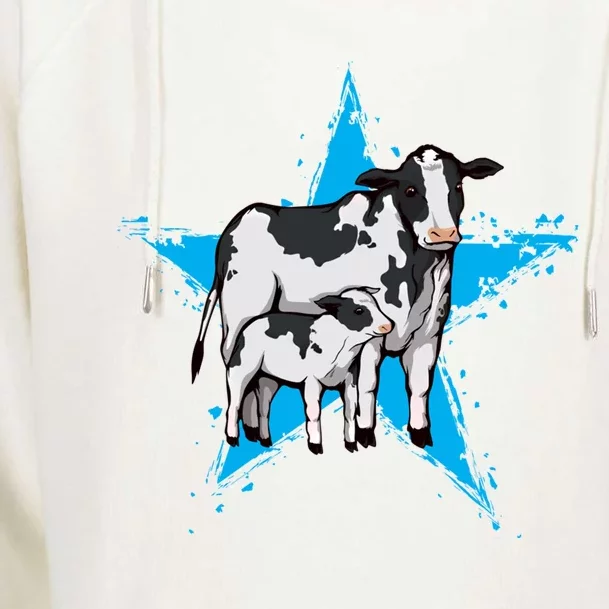 Cow Star Design Cattle Love Lover Cows Gift Womens Funnel Neck Pullover Hood