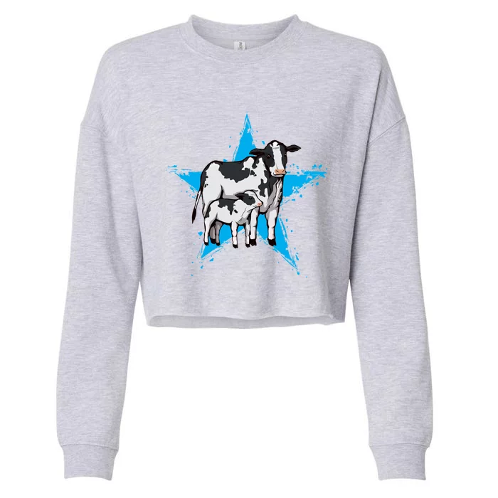 Cow Star Design Cattle Love Lover Cows Gift Cropped Pullover Crew