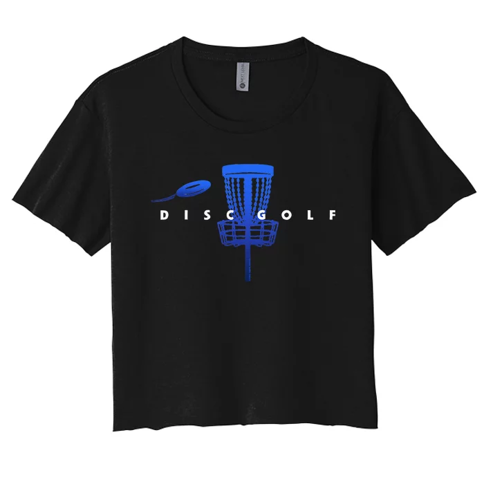 Cool Stylized Disc Golf With Basket And Disc Disk Golf Women's Crop Top Tee