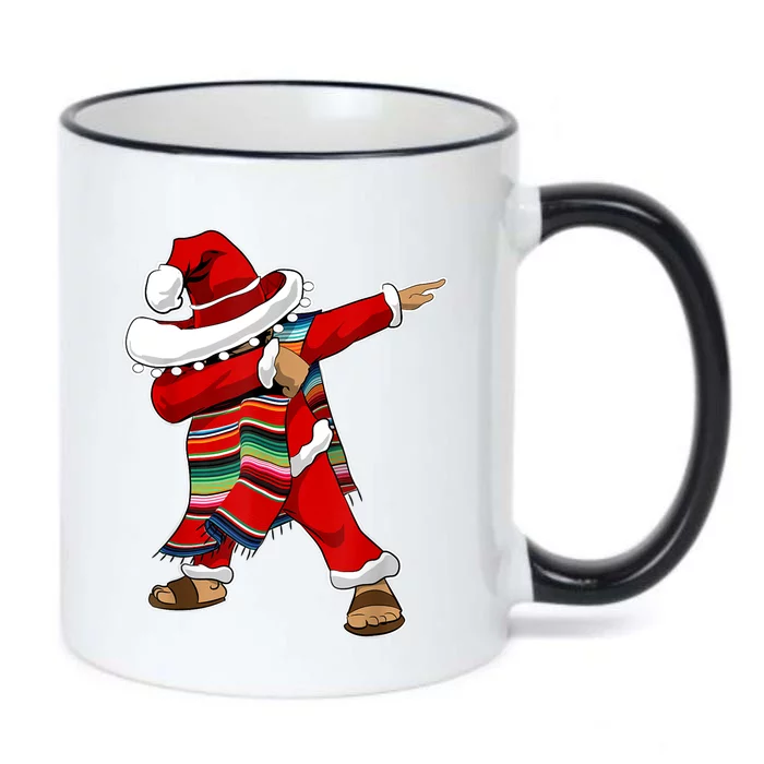 Christmas Sombrero Dabbing Mexican Serape Poncho Santa TShirt Black Color Changing Mug