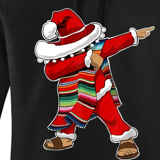 Christmas Sombrero Dabbing Mexican Serape Poncho Santa TShirt Women's Pullover Hoodie