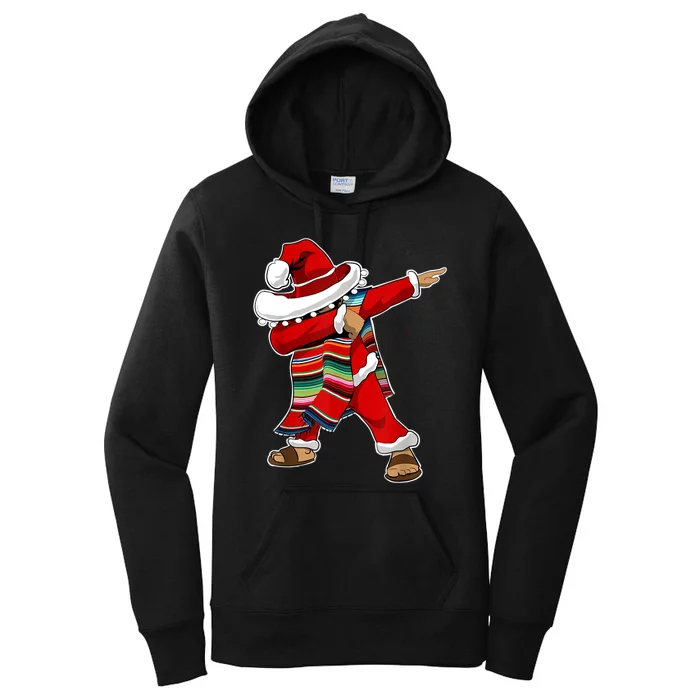 Christmas Sombrero Dabbing Mexican Serape Poncho Santa TShirt Women's Pullover Hoodie