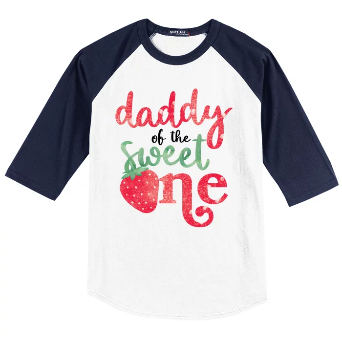 Cute Strawberry Daddy Of The Sweet One Baseball Sleeve Shirt