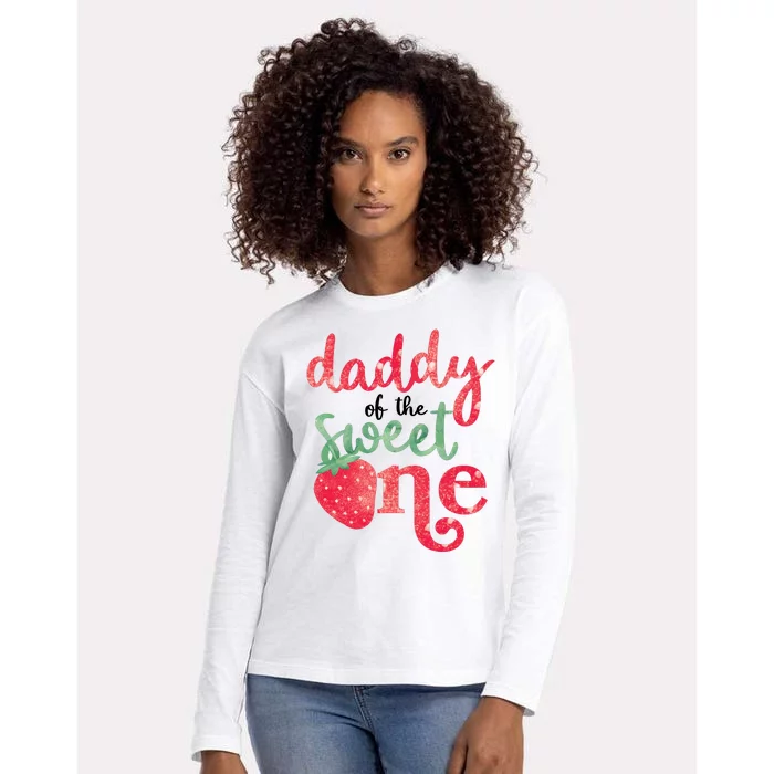 Cute Strawberry Daddy Of The Sweet One Womens Cotton Relaxed Long Sleeve T-Shirt