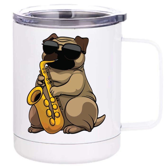 Cute Saxophone Design For Men Women Saxophone Band Player Front & Back 12oz Stainless Steel Tumbler Cup