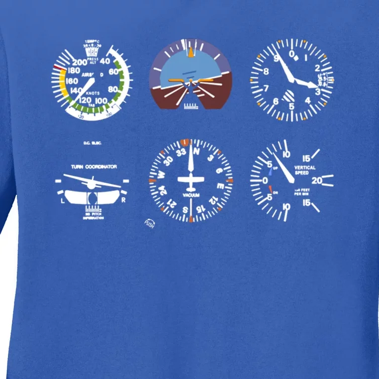 Cockpit Six Dials Flight Simulator Pilot Funny Gift Ladies Long Sleeve Shirt