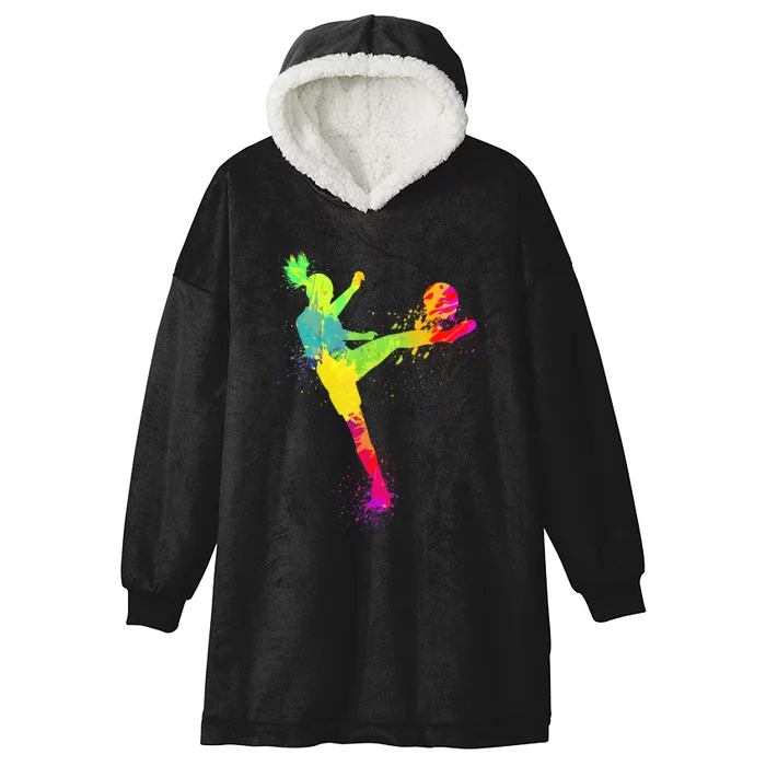 Cool Soccer Design Girls Soccer Player Sport Lover Hooded Wearable Blanket