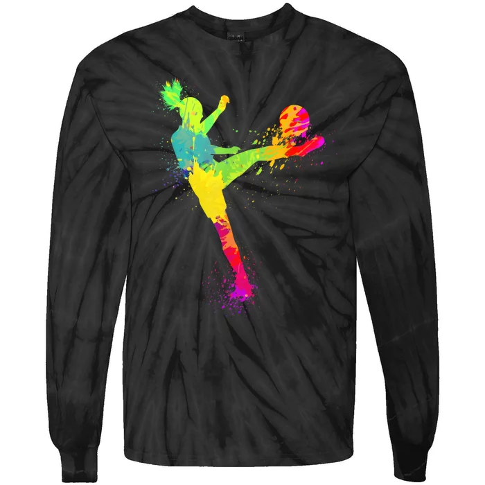 Cool Soccer Design Girls Soccer Player Sport Lover Tie-Dye Long Sleeve Shirt