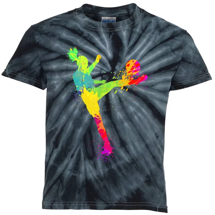 Cool Soccer Design Girls Soccer Player Sport Lover Kids Tie-Dye T-Shirt