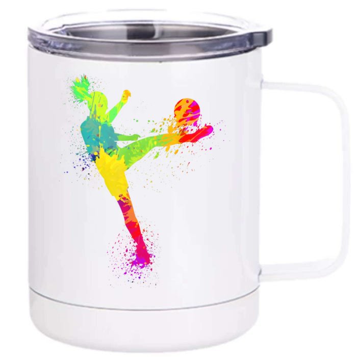 Cool Soccer Design Girls Soccer Player Sport Lover Front & Back 12oz Stainless Steel Tumbler Cup