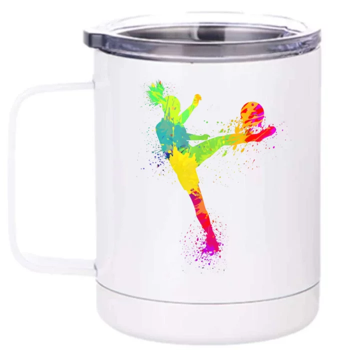 Cool Soccer Design Girls Soccer Player Sport Lover Front & Back 12oz Stainless Steel Tumbler Cup