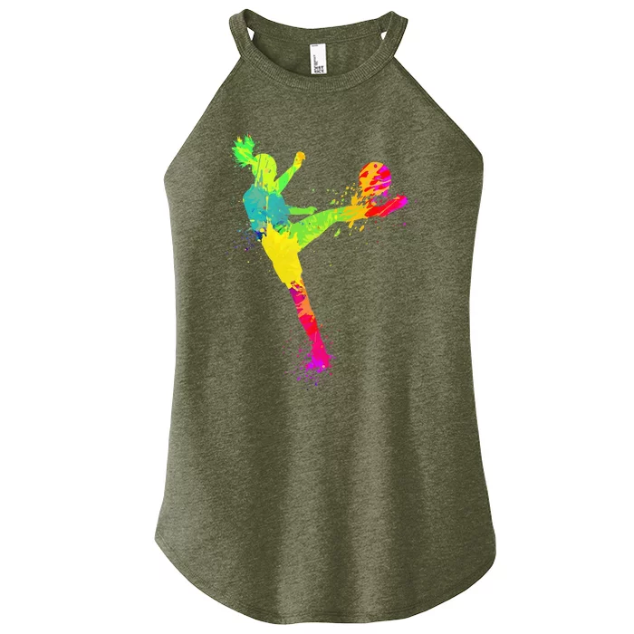 Cool Soccer Design tie dye For  sport Lover Women’s Perfect Tri Rocker Tank