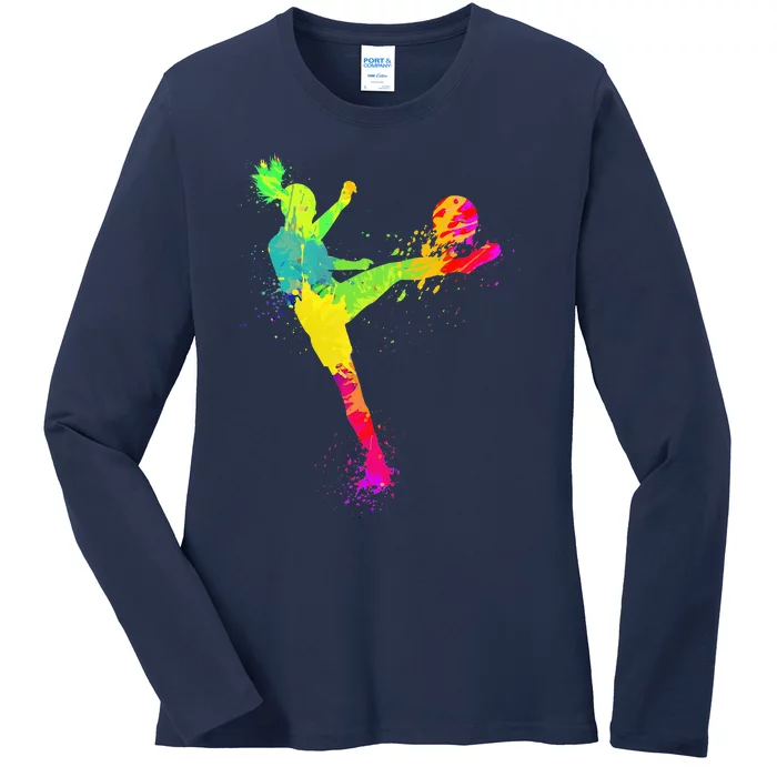 Cool Soccer Design tie dye For  sport Lover Ladies Long Sleeve Shirt